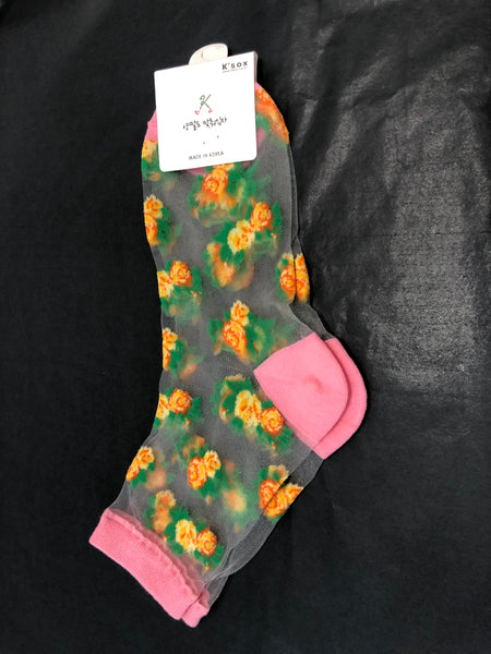 Colour see-through socks/ Flower