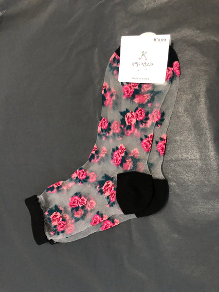 Colour see-through socks/ Flower