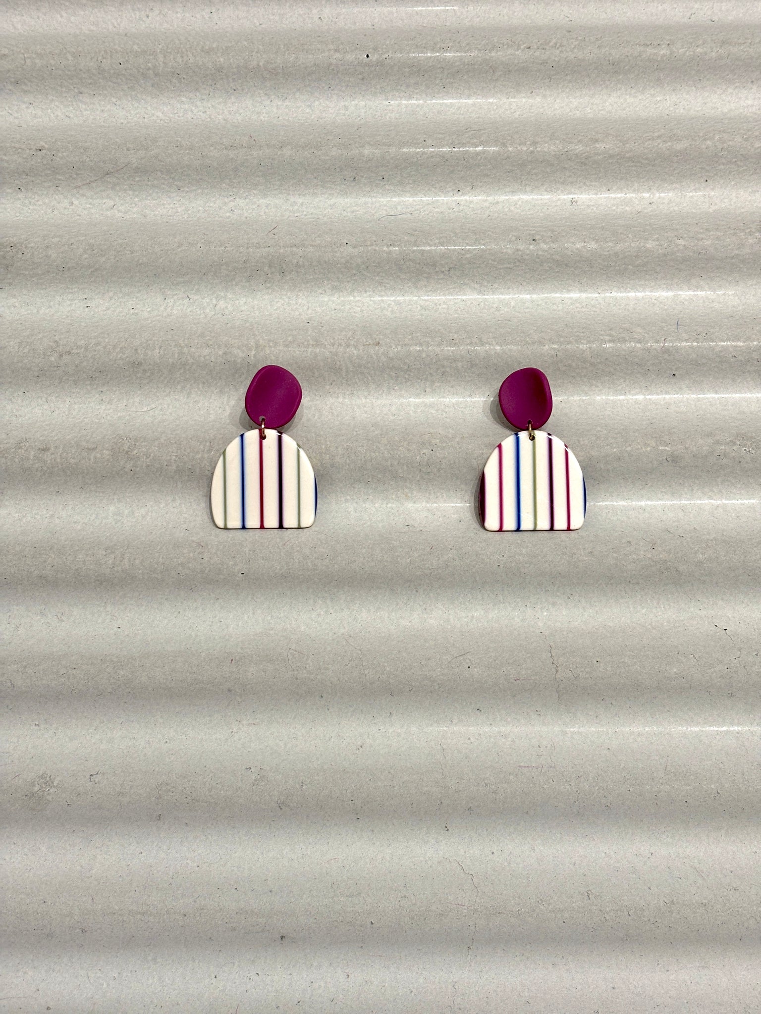 Colorful stripes semicircle earrings
