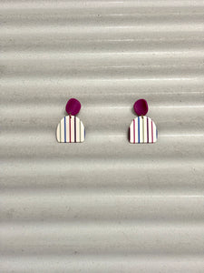 Colorful stripes semicircle earrings