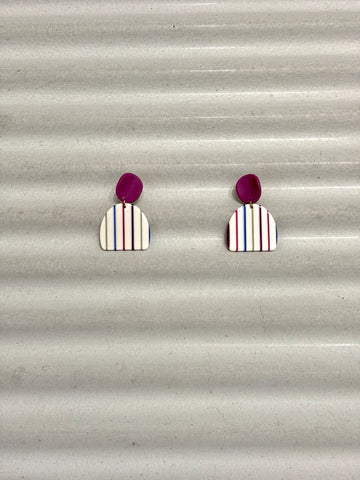 Colorful stripes semicircle earrings