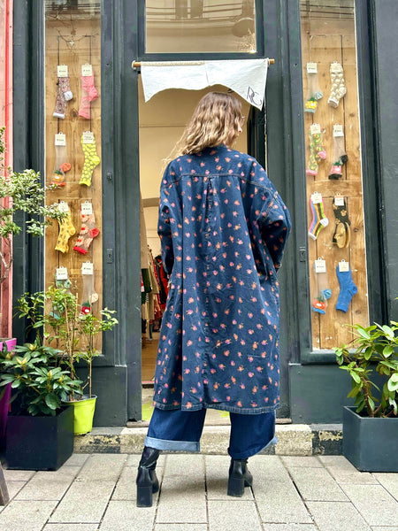 Floral Pattern Cotton Field Long Coat
