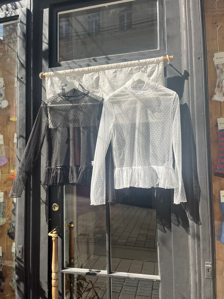 See-through Mesh Dots Blouse