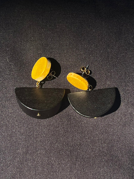 Wooden Half-Moon Earrings