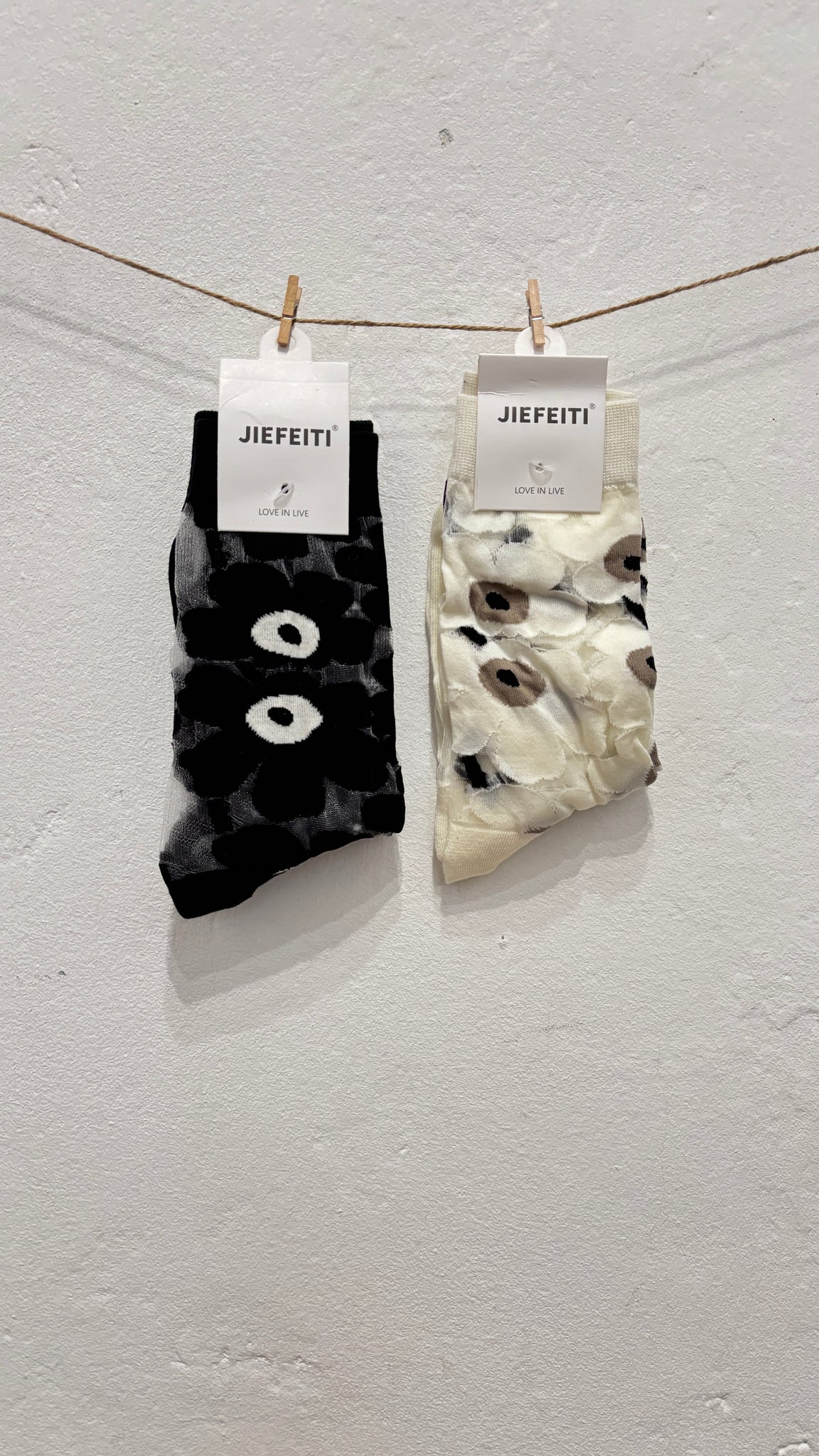 Poppy flowers see-through socks