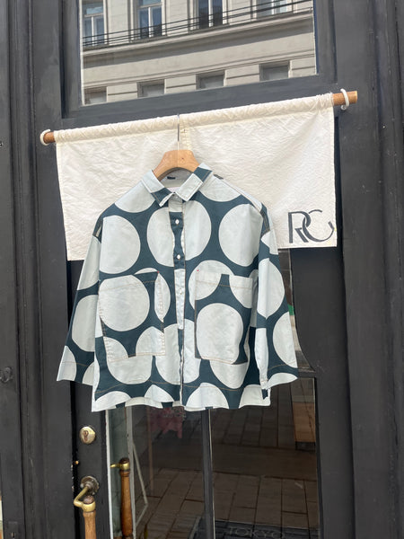 Front Pocket Big Polka Dot Shirt