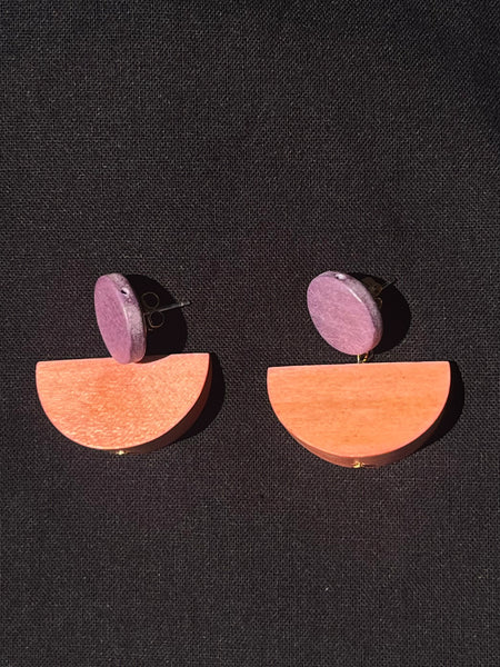 Wooden Half-Moon Earrings