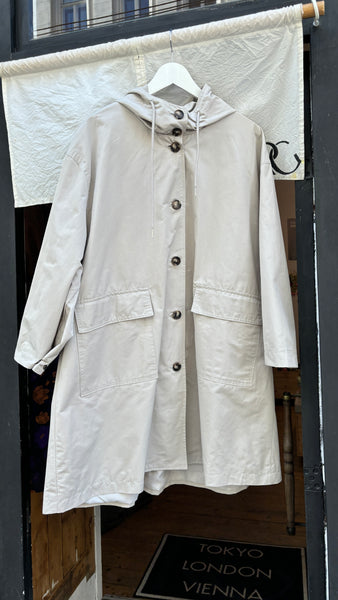 Hoody Front Button A-Line Coat