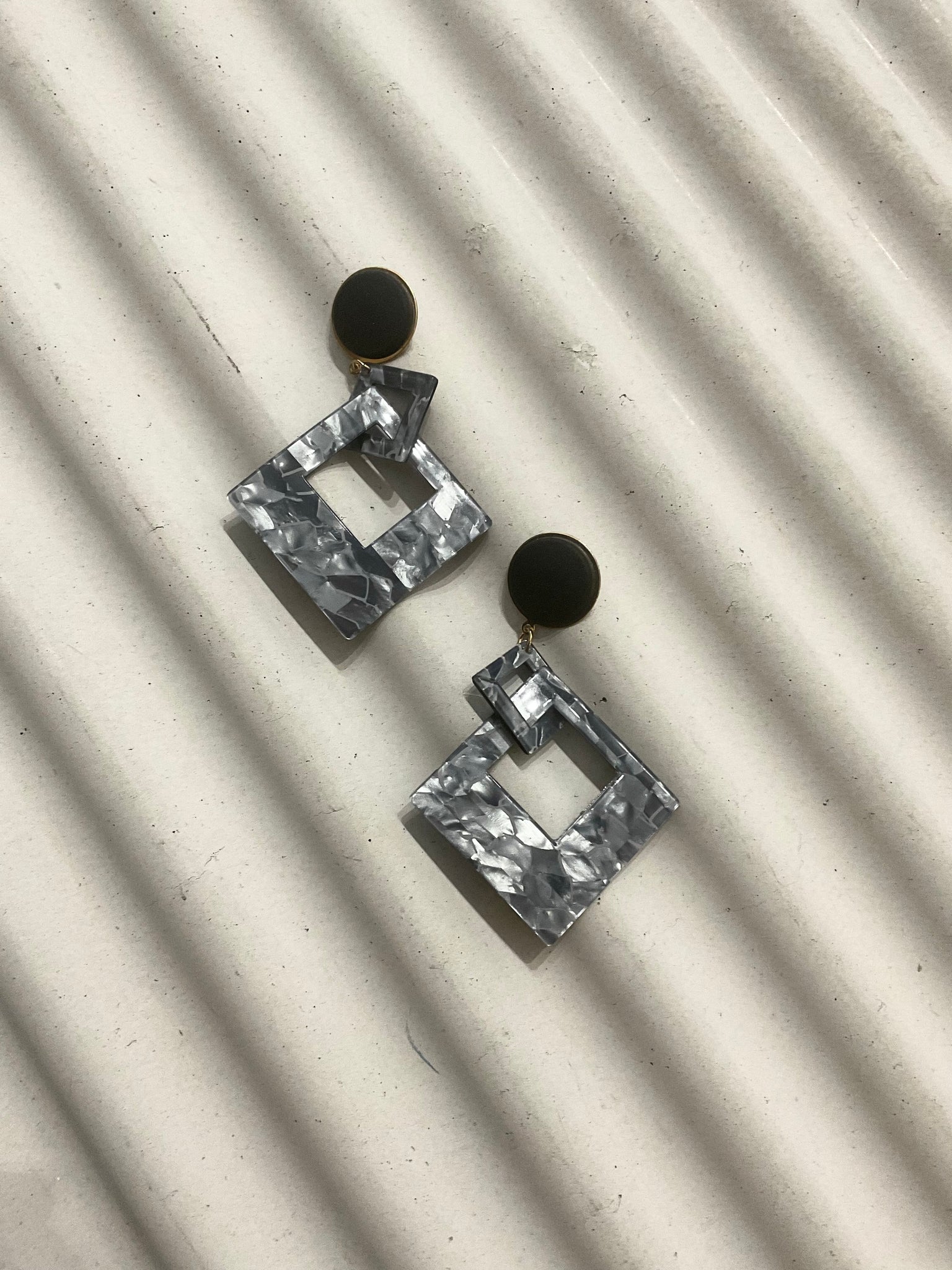Marble Square Earrings