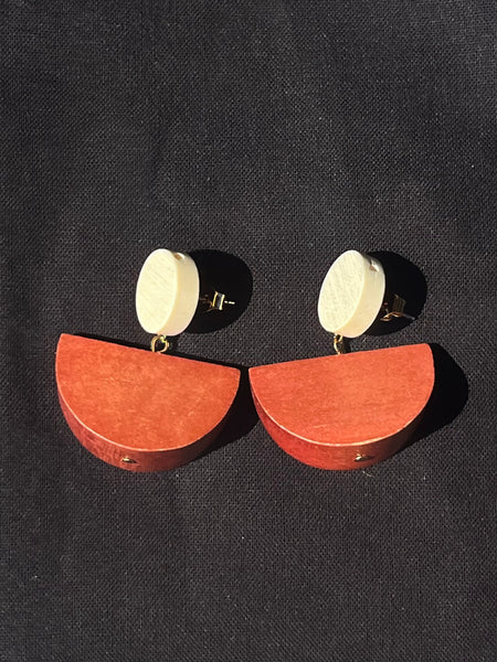 Wooden Half-Moon Earrings
