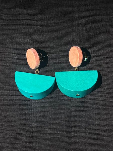 Wooden Half-Moon Earrings