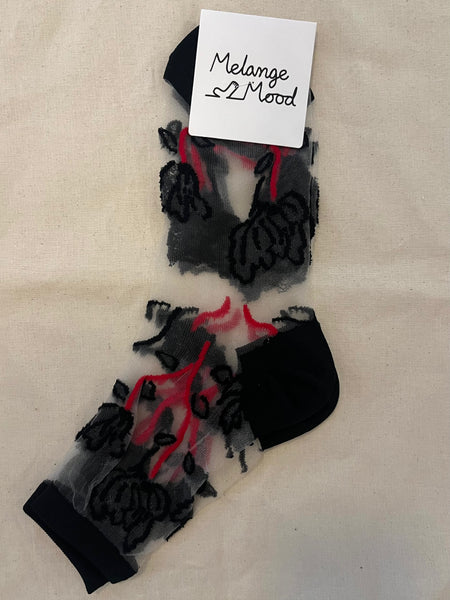 Stemmed Flower Mesh Socks