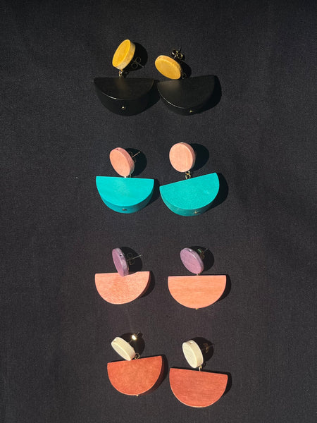 Wooden Half-Moon Earrings