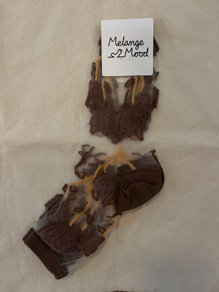 Stemmed Flower Mesh Socks