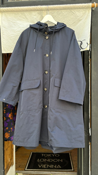 Hoody Front Button A-Line Coat