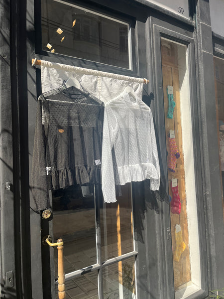 See-through Mesh Dots Blouse
