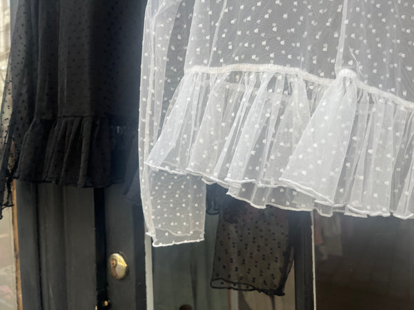 See-through Mesh Dots Blouse