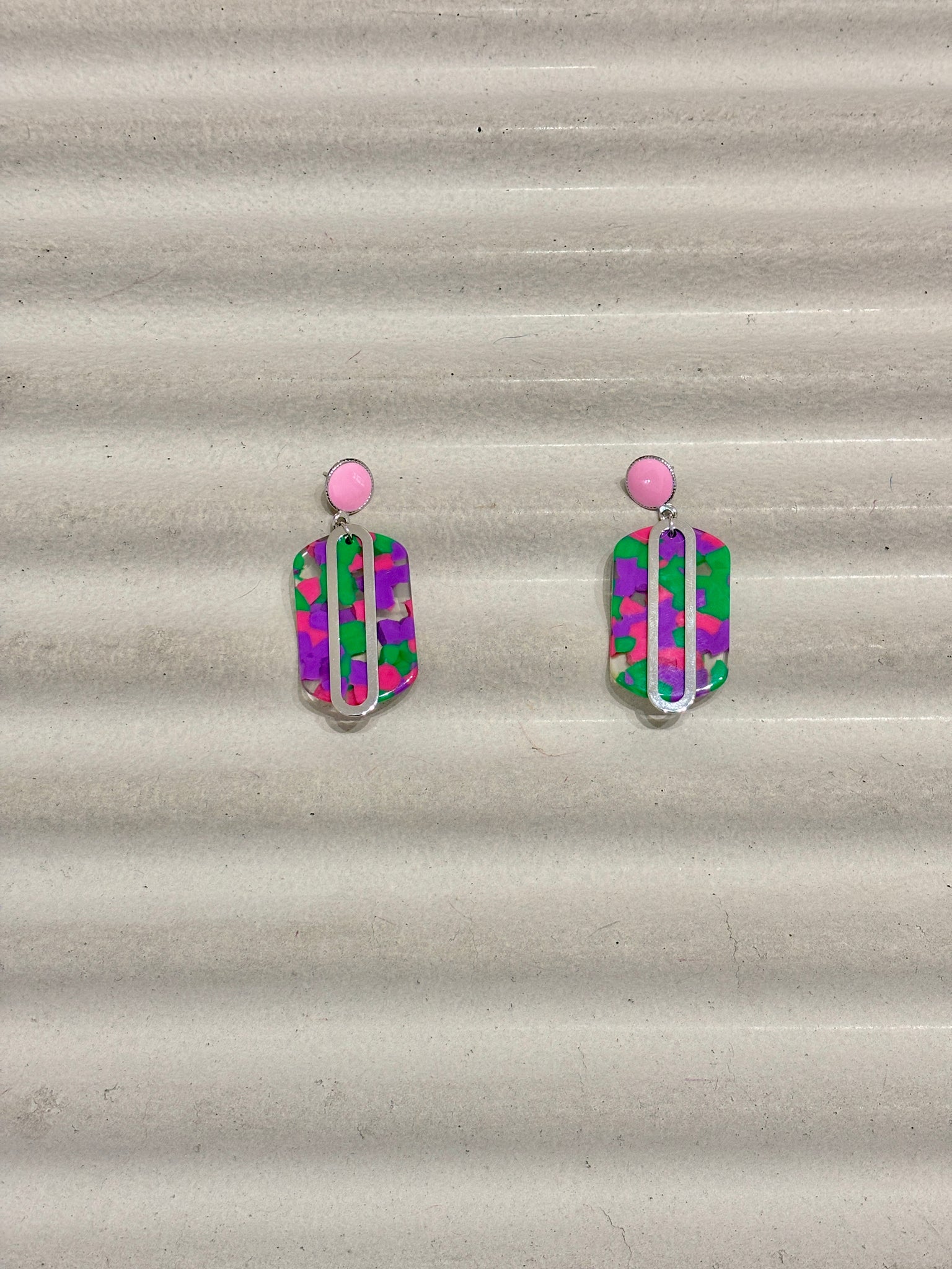 Candy marble multicolor rectangular earrings