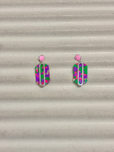 Candy marble multicolor rectangular earrings