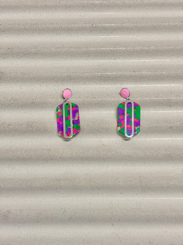 Candy marble multicolor rectangular earrings