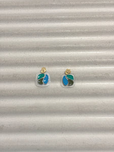 3-color mosaic transparent earrings