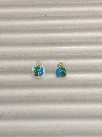 3-color mosaic transparent earrings