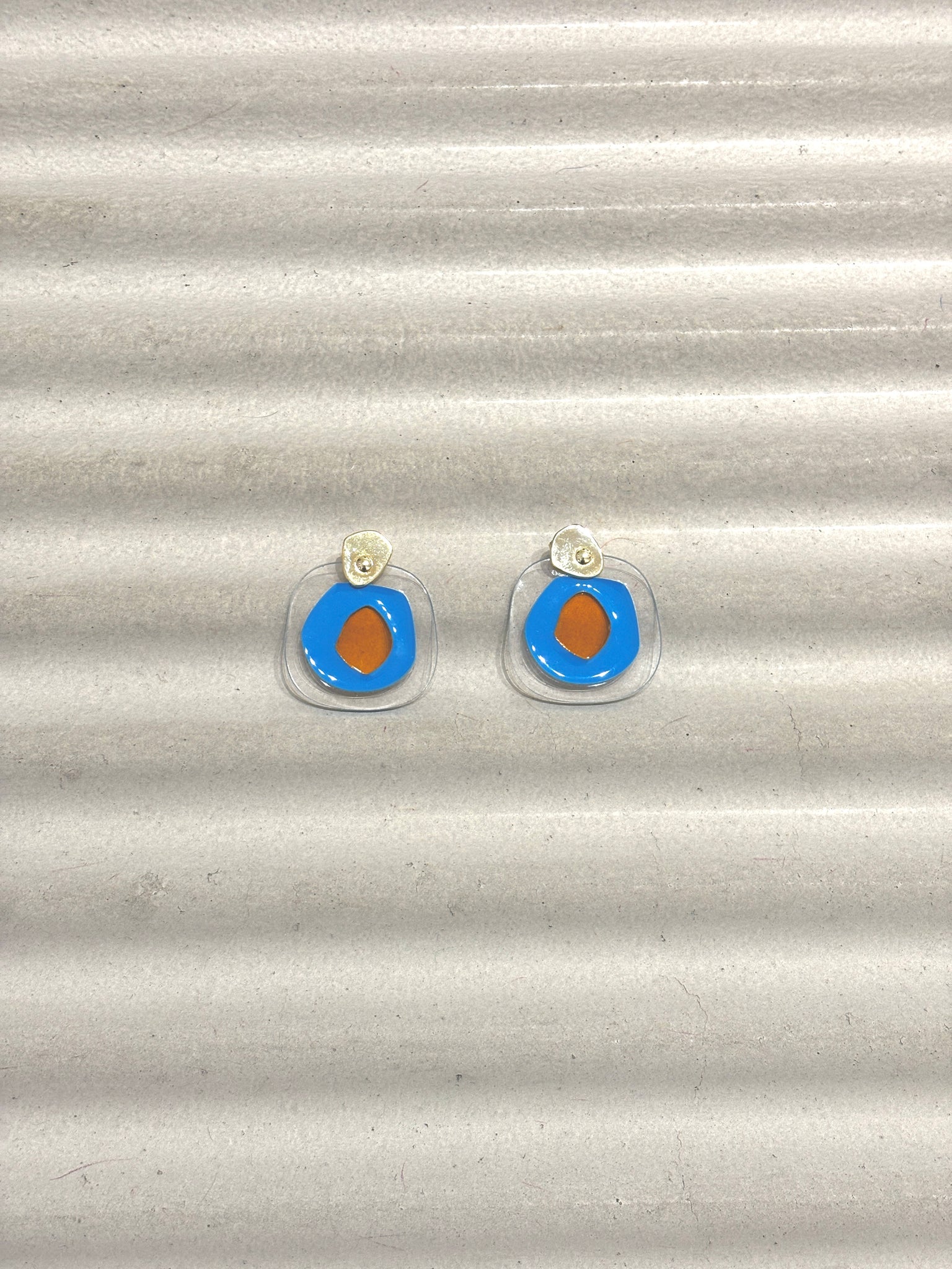 Two color mosaic transparent earrings