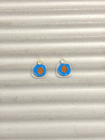 Two color mosaic transparent earrings