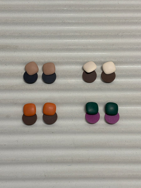 Square and circle earrings