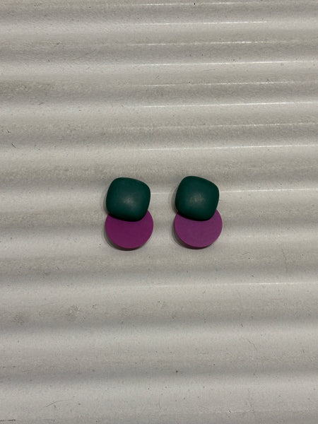Square and circle earrings