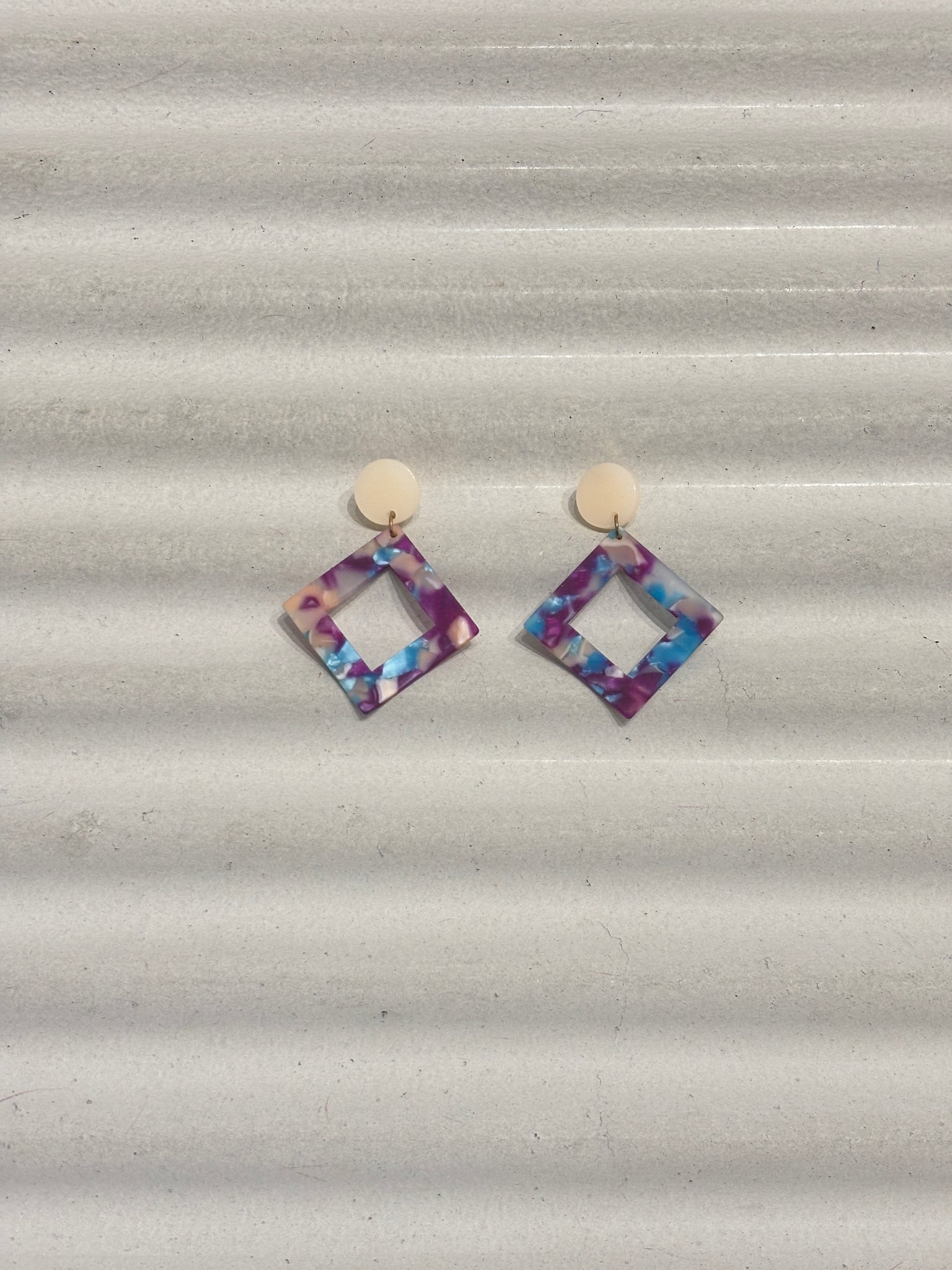 Colorful marble square earrings