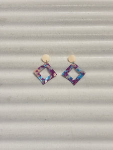 Colorful marble square earrings