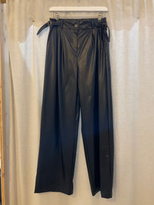Front tuck eco leather trousers