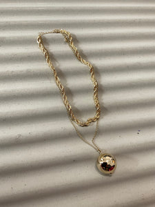 Ball charm and fat chain necklace