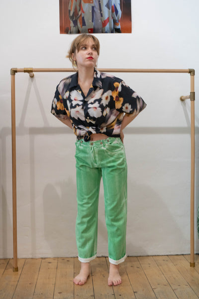 Blurry flower print HS shirt