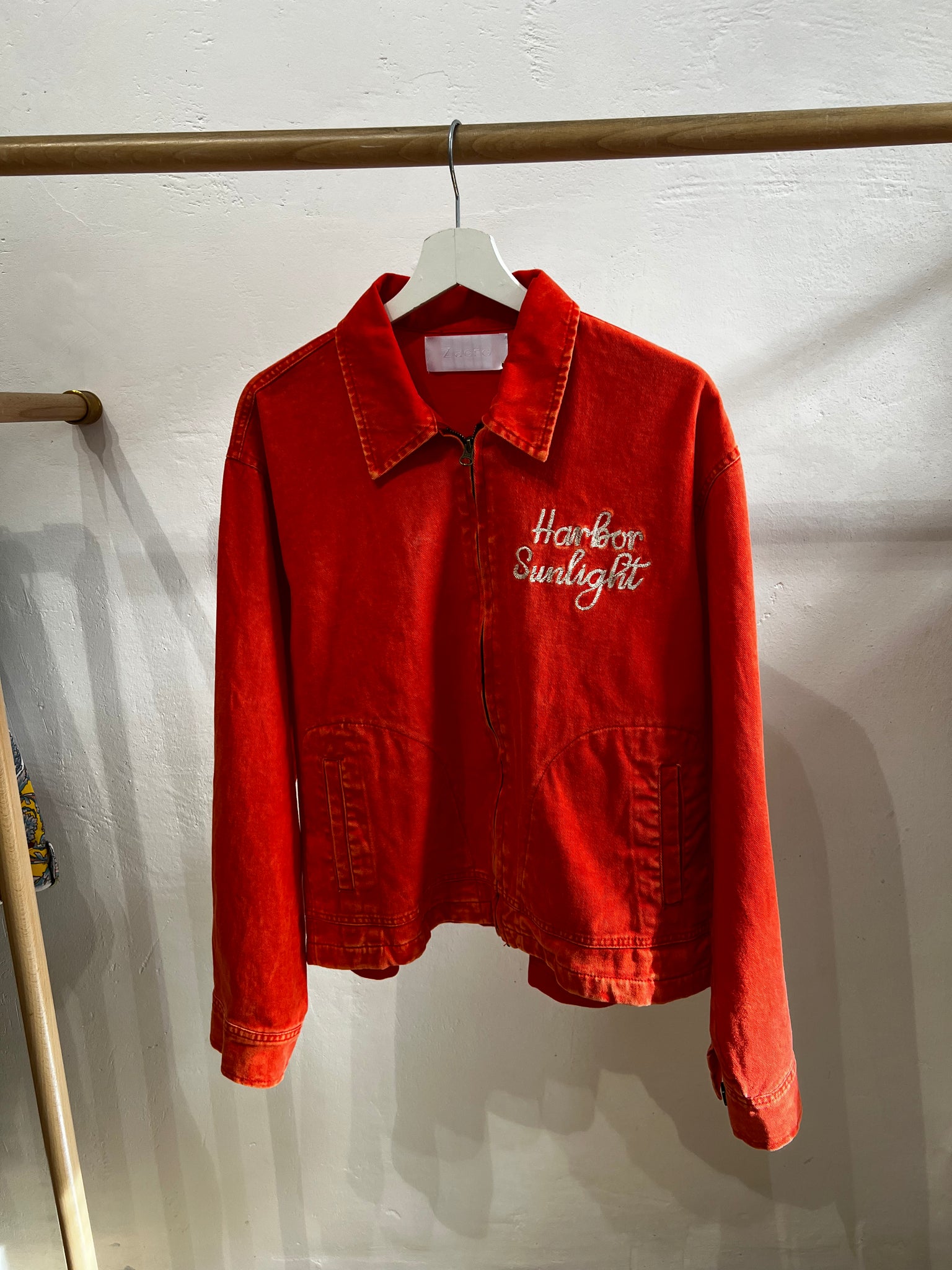 Front Embroidery Trucker Washed Color Jacket