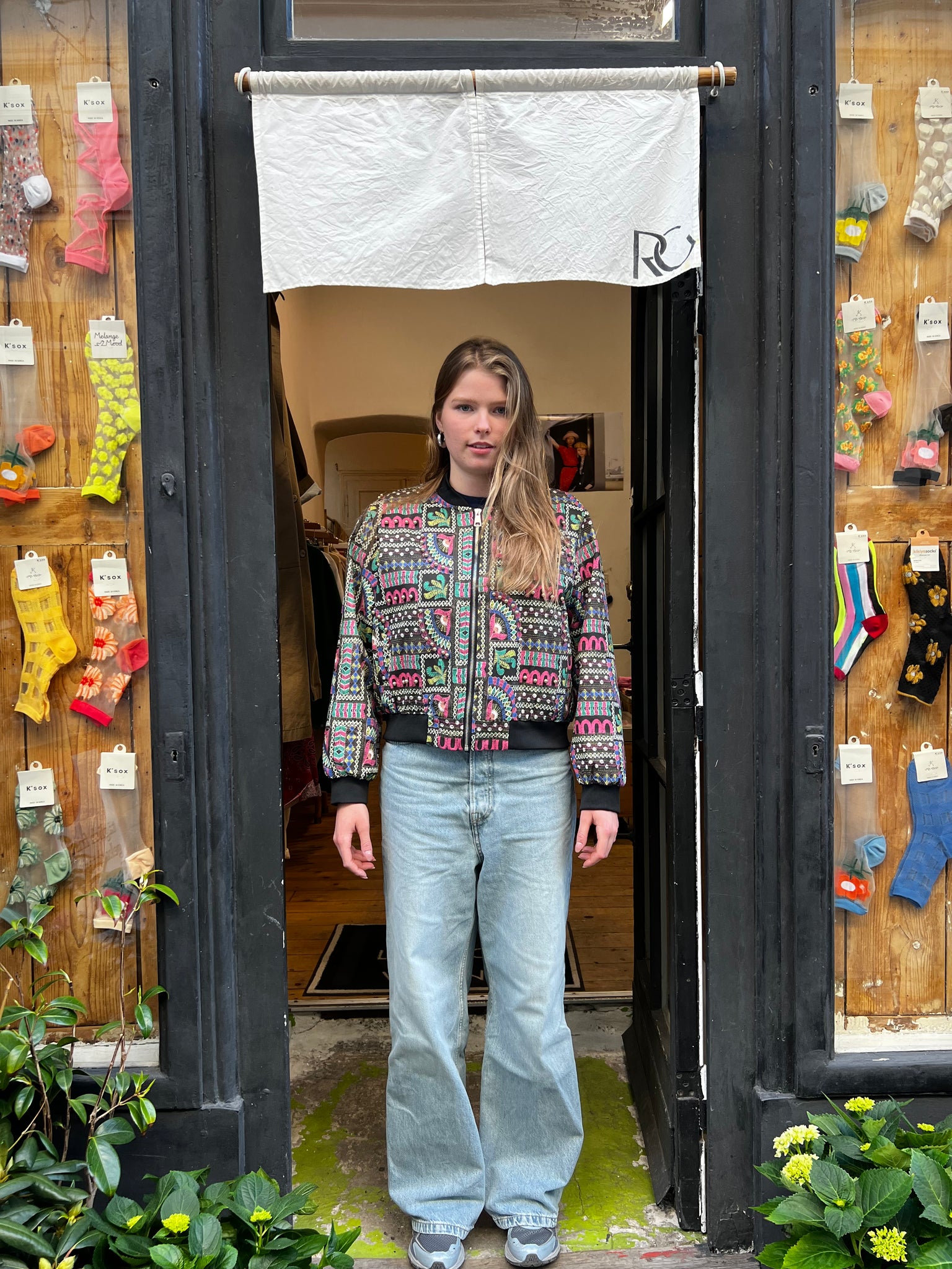 Multicolor Embroidery Zip up Jacket