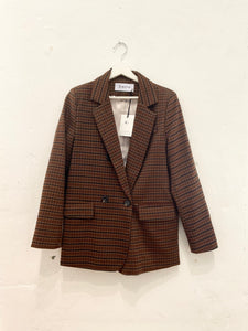 Tweed square check brown jacket
