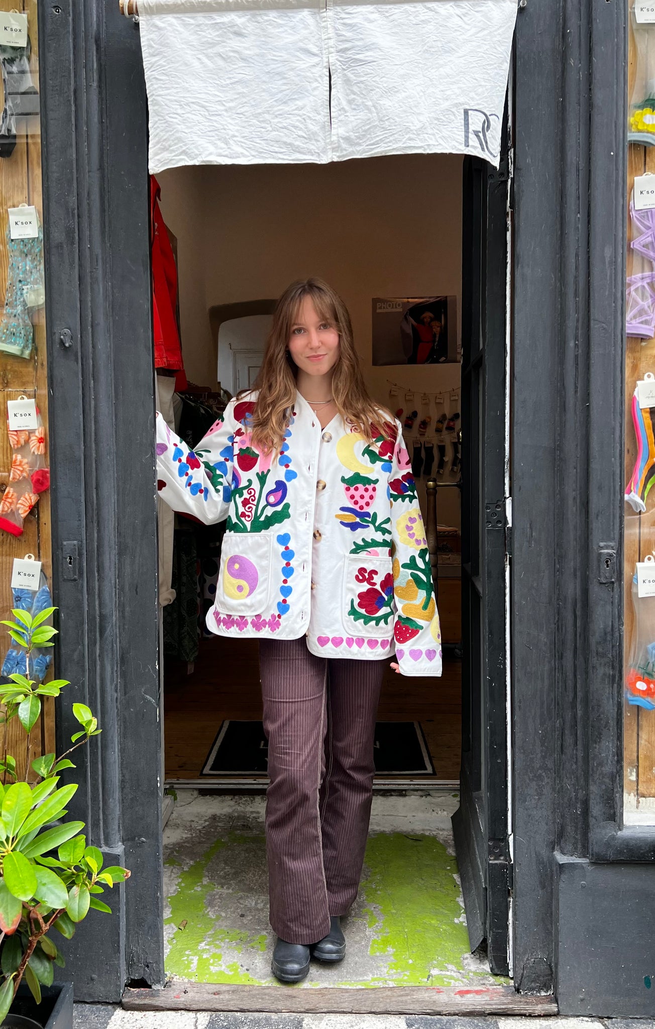 Embroidery Drawing Jacket White