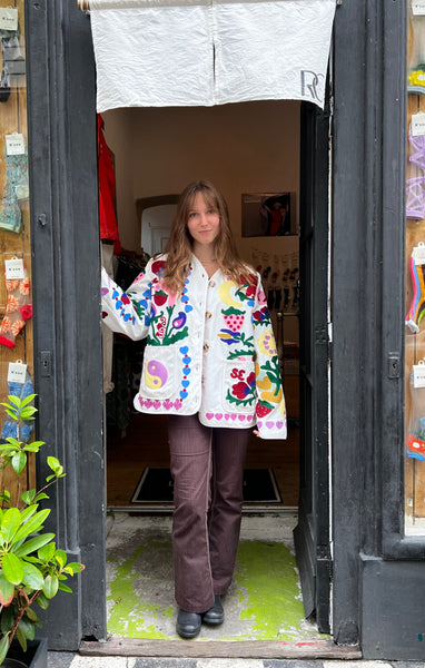Embroidery Drawing Jacket White