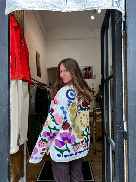 Embroidery Drawing Jacket White