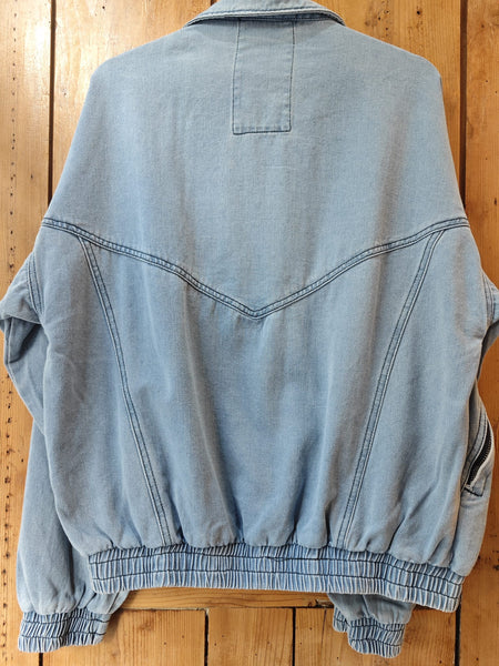 Stand Collar Balloon Sleeve Denim jacket