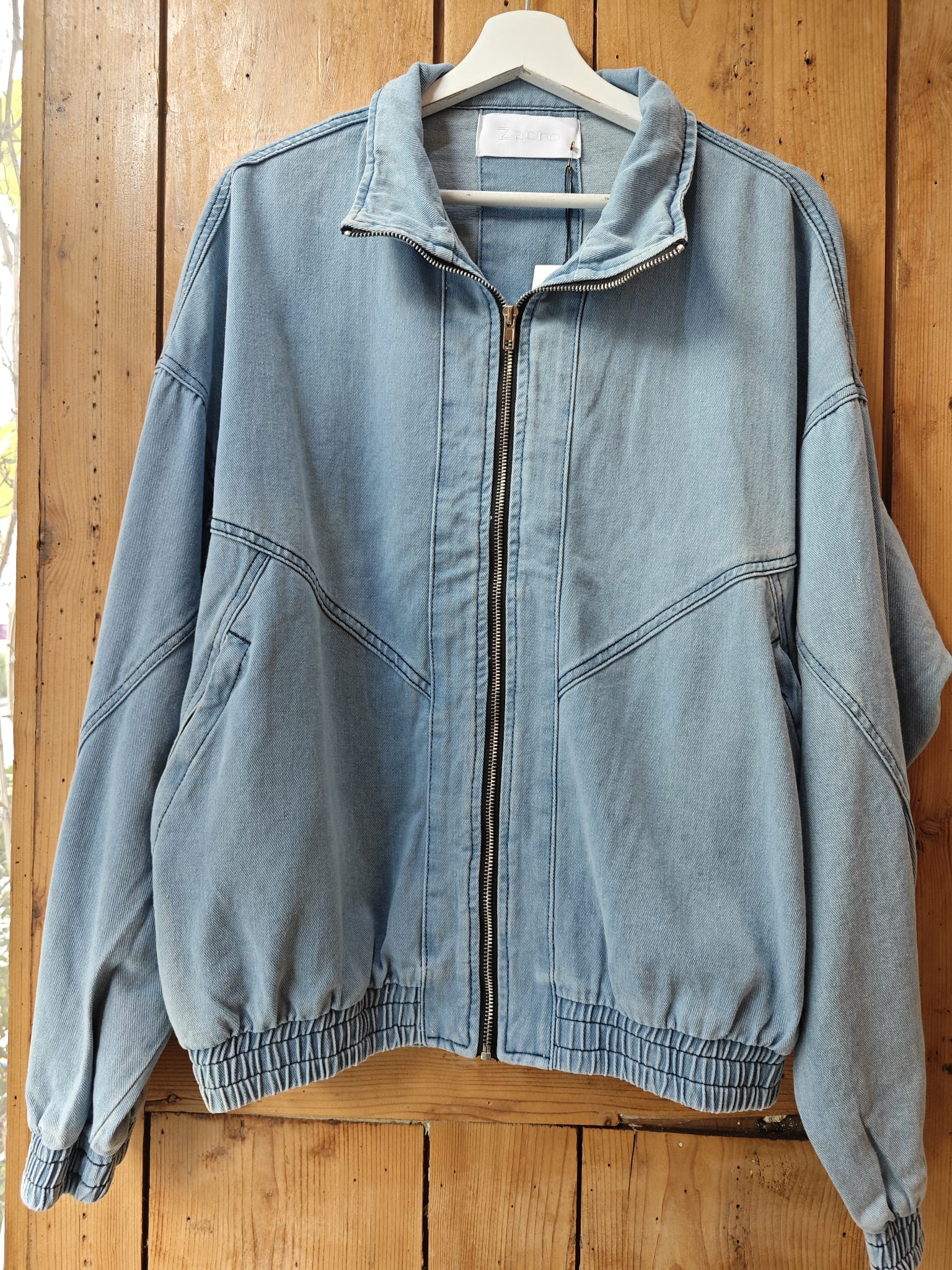 Stand Collar Balloon Sleeve Denim jacket