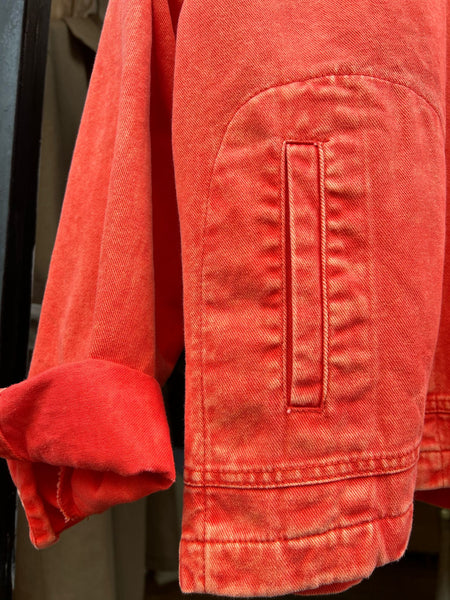 Front Embroidery Trucker Washed Color Jacket