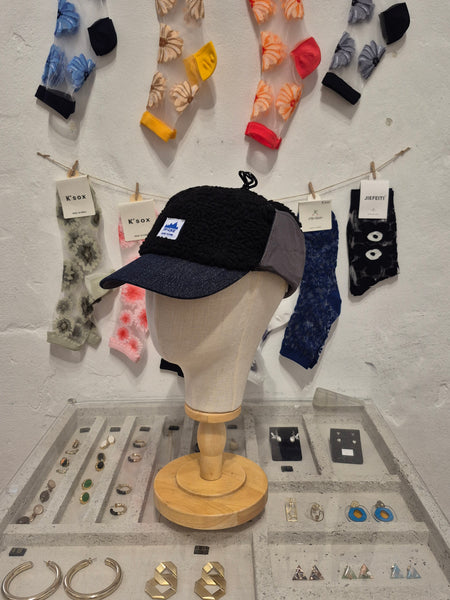 Boa Flap Cap with Denim Visor