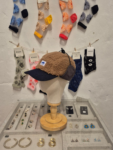 Boa Flap Cap with Denim Visor