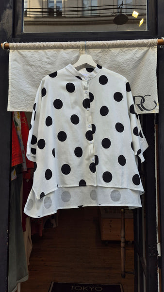 Crew Neck Polka Dot Blouse