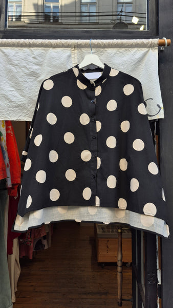 Crew Neck Polka Dot Blouse