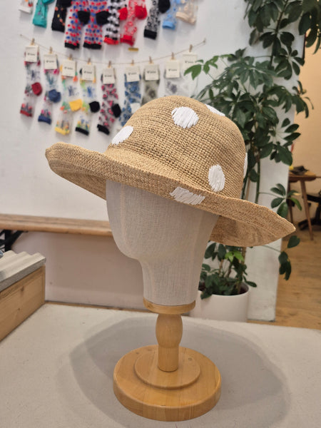 Dot Straw Bucket Hat