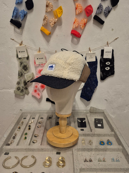 Boa Flap Cap with Denim Visor